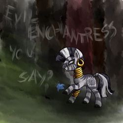 Size: 2000x2000 | Tagged: safe, artist:shirl-ame, zecora, zebra, g4, creepy, evil enchantress, high res, poison joke