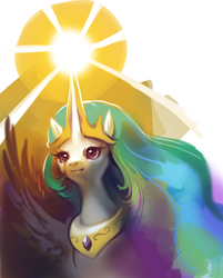 Size: 1027x1280 | Tagged: dead source, safe, artist:purplekecleon, princess celestia, alicorn, pony, g4, female, magic, mare, solo