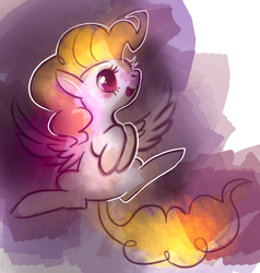 Size: 1135x1194 | Tagged: safe, artist:purplekecleon, surprise, pegasus, pony, g1, g4, adoraprise, cute, digital painting, female, flying, g1 to g4, generation leap, mare, open mouth, open smile, outline, smiling, solo, white outline