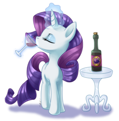 Size: 750x762 | Tagged: dead source, safe, artist:metalpandora, rarity, pony, unicorn, g4, alcohol, drink, drinking, eyes closed, eyeshadow, female, glass, glowing, glowing horn, horn, magic, magic aura, makeup, mare, shadow, simple background, solo, table, telekinesis, transparent background, wine, wine glass
