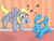 Size: 655x500 | Tagged: safe, artist:first-blush, derpy hooves, dog, pegasus, pony, g4, blue (blue's clues), blue's clues, crossover, dancing, female, letter, mail, mare, paw print