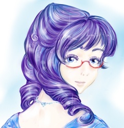 Size: 600x620 | Tagged: safe, artist:na-no-chan, rarity, human, g4, female, glasses, humanized, rarity's glasses, solo