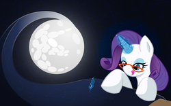 Size: 1920x1200 | Tagged: safe, artist:deeptriviality, rarity, pony, g4, glasses, moon, needle, rarity's glasses, solo, wallpaper