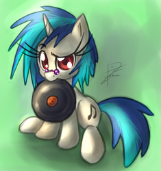 Size: 2258x2400 | Tagged: safe, artist:leadhooves, dj pon-3, vinyl scratch, pony, g4, female, high res, record, solo