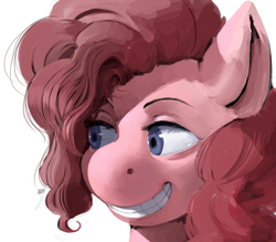 Size: 929x812 | Tagged: safe, artist:kevinsano, pinkie pie, earth pony, pony, g4, bust, female, grin, hippo snout, mare, portrait, simple background, smiling, solo, teeth