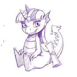 Size: 487x487 | Tagged: safe, artist:kevinsano, twilight sparkle, dragon, g4, dragonified, female, lineart, monochrome, simple background, solo, species swap, twilidragon, white background