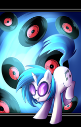 Size: 960x1500 | Tagged: safe, artist:madmax, dj pon-3, vinyl scratch, pony, g4, female, records, solo