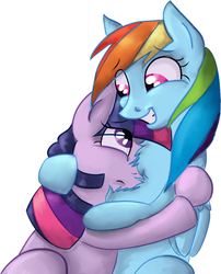 Size: 500x619 | Tagged: safe, artist:my-little-brony, rainbow dash, twilight sparkle, pony, g4, chest fluff, duo, female, lesbian, ship:twidash, shipping