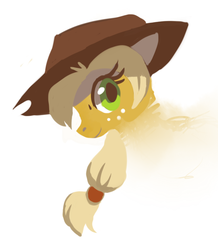 Size: 763x877 | Tagged: safe, artist:purplekecleon, applejack, earth pony, pony, g4, cowboy hat, female, hat, looking at you, mare, smiling, solo