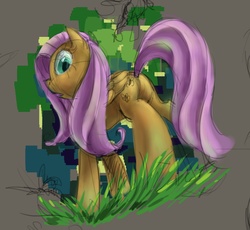 Size: 1728x1591 | Tagged: safe, artist:ruffu, fluttershy, pony, g4, female, from below, solo