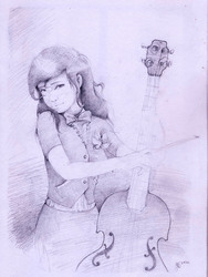 Size: 2293x3054 | Tagged: safe, artist:ruffu, octavia melody, human, g4, female, high res, humanized, solo, traditional art