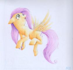 Size: 2483x2391 | Tagged: safe, artist:ruffu, fluttershy, pony, g4, female, high res, solo, traditional art