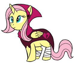 Size: 501x425 | Tagged: safe, artist:darlimondoll, fluttershy, alicorn, pony, g4, bandage, crossover, fluttercorn, god tier, god tiers, hero of heart, homestuck, maid of heart, race swap