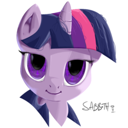 Size: 534x535 | Tagged: safe, artist:copycatastrophe, twilight sparkle, pony, unicorn, g4, bedroom eyes, bust, female, looking at you, mare, outline, portrait, signature, simple background, smiling, solo, transparent background