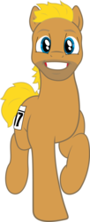 Size: 570x1400 | Tagged: safe, artist:killjoy1221, earth pony, pony, beard, blue eyes, brown coat, brown fur, facial hair, looking at you, male, ponified, ridiculously photogenic guy, rule 85, simple background, solo, stallion, tail, transparent background, yellow hair, yellow mane, yellow tail, zeddie little