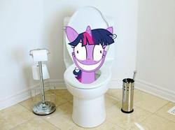 Size: 430x320 | Tagged: safe, twilight sparkle, pony, unicorn, g4, 2012, but why, cringe comedy, cringe meme, hilarious in hindsight, insanity, irl, photo, ponies in real life, shitposting, skibidi toilet, solo, toilet, toilet paper, toilet sparkle, twilight snapple, vector