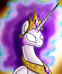 Size: 952x1132 | Tagged: safe, artist:myhysteria, nightmare star, princess celestia, pony, g4, female, glowing eyes, solo