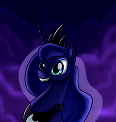 Size: 892x940 | Tagged: dead source, safe, artist:myhysteria, princess luna, alicorn, pony, g4, bust, female, solo