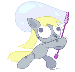 Size: 756x724 | Tagged: safe, artist:weaver, derpy hooves, pegasus, pony, g4, bubble, colored, doll, female, mare, pony dolls, simple background, solo, white background