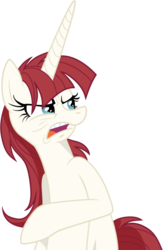 Size: 600x920 | Tagged: safe, oc, oc only, oc:fausticorn, alicorn, pony, disgusted, ew gay, frown, glare, lauren faust, open mouth, ponified, simple background, solo, transparent background, upset, vector