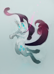 Size: 733x1000 | Tagged: safe, artist:crookedtrees, rarity, pony, unicorn, g4, falling, female, floating, mare, necklace, solo