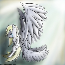 Size: 1000x1000 | Tagged: safe, artist:microgrid, derpy hooves, angel, pegasus, pony, g4, angelic, crying, derpy is an angel, epic derpy, female, large wings, mare, sad, solo, wings