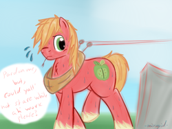 Size: 900x675 | Tagged: safe, artist:microgrid, big macintosh, earth pony, pony, g4, male, plewds, stallion, sweat