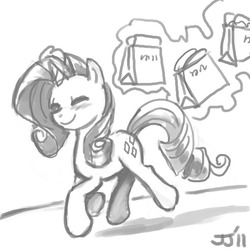 Size: 700x700 | Tagged: safe, artist:johnjoseco, rarity, pony, g4, grayscale, monochrome, solo