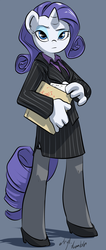 Size: 719x1700 | Tagged: safe, artist:atryl, rarity, anthro, unguligrade anthro, g4, business suit, clothes, solo, suit