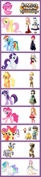 Size: 600x2600 | Tagged: safe, apple bloom, applejack, fluttershy, pinkie pie, princess celestia, rainbow dash, rarity, scootaloo, sweetie belle, twilight sparkle, zecora, zebra, g4, cannot unsee, comparison, comparison chart, cutie mark crusaders, female, harvest moon, meta, mlp chart