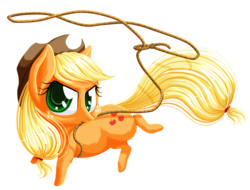 Size: 1050x800 | Tagged: safe, artist:kittehkatbar, applejack, earth pony, pony, g4, female, lasso, mouth hold, rope, simple background, solo, transparent background