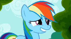 Size: 640x360 | Tagged: safe, screencap, rainbow dash, pegasus, pony, g4, season 2, the mysterious mare do well, animated, blushing, cute, dashabetes, female, flying, gif, grin, mare, nervous, nervous smile, smiling, solo