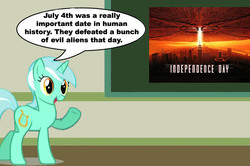 Size: 887x588 | Tagged: safe, lyra heartstrings, pony, g4, chalkboard, human studies101 with lyra, independence day (movie), meme