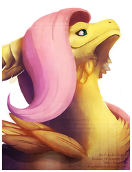 Size: 786x1024 | Tagged: safe, artist:dustydrell, artist:essence of rapture, artist:ius-iuris, artist:shiro-kuro, fluttershy, dragon, g4, dragonified, flutterdragon, species swap