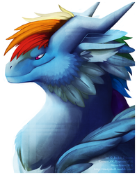 Size: 807x1024 | Tagged: safe, artist:dustydrell, artist:essence of rapture, artist:ius-iuris, artist:shiro-kuro, rainbow dash, dragon, g4, dragonified, female, rainbow dragon, species swap