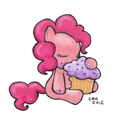 Size: 350x364 | Tagged: safe, artist:sakky-attack, pinkie pie, g4, cupcake, sleeping