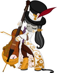Size: 7009x8936 | Tagged: safe, artist:obtuselolcat, octavia melody, earth pony, pony, g4, absurd resolution, cello, clothes, female, frock coat, gaiters, hat, musical instrument, simple background, solo, steampunk, top hat, transparent background, waistcoat