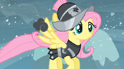 Size: 640x360 | Tagged: safe, screencap, fluttershy, private pansy, g4, animated, female, scared