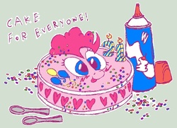 Size: 717x518 | Tagged: dead source, safe, artist:secretgoombaman12345, pinkie pie, g4, cake, food, food transformation, inanimate tf, transformation, wat