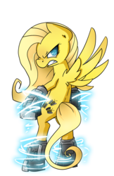 Size: 619x956 | Tagged: dead source, safe, artist:fore-trekker, oc, oc only, oc:psychoshy, pegasus, pony, fallout equestria, fallout equestria: project horizons, angry, bipedal, fanfic, fanfic art, female, hooves, looking at you, mare, power hoof, simple background, solo, spread wings, transparent background, weapon, wings