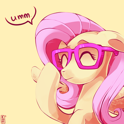 Size: 900x900 | Tagged: safe, artist:si1vr, fluttershy, pony, g4, female, glasses, hilarious in hindsight, hipster, hipstershy, solo
