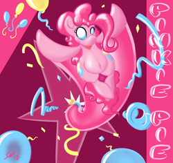 Size: 4339x4092 | Tagged: safe, artist:saliantsunbreeze, pinkie pie, earth pony, pony, g4, absurd resolution, balloon, female, party, party cannon, solo