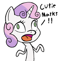 Size: 500x500 | Tagged: safe, sweetie belle, pony, g4, dialogue, female, solo