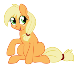 Size: 459x432 | Tagged: safe, artist:lulubell, applejack, earth pony, pony, g4, female, simple background, sitting, solo, transparent background