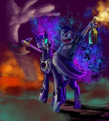 Size: 2700x3000 | Tagged: safe, artist:tofutiles, nightmare moon, g4, crossover, dan, dan vs, high res, this will end in tears