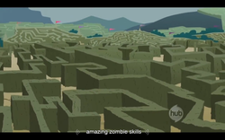 Size: 1024x640 | Tagged: safe, screencap, zombie, g4, season 2, the return of harmony, canterlot hedge maze, hedge maze, hub logo, labyrinth, logo, maze, meme, no pony, pony removed, the hub, youtube caption