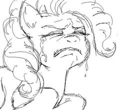 Size: 526x461 | Tagged: safe, artist:megasweet, pinkie pie, g4, :c, crying, frown, grayscale, monochrome, sketch, teary eyes
