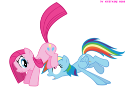 Size: 2000x1500 | Tagged: safe, artist:nightmaremoons, pinkie pie, rainbow dash, g4, party of one, female, imminent facesitting, simple background, transparent background, vector