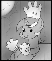 Size: 900x1053 | Tagged: safe, artist:kloudmutt, lyra heartstrings, pony, g4, adorable face, clothes, cute, dot eyes, female, gloves, hand, lyrabetes, monochrome, old timey, solo