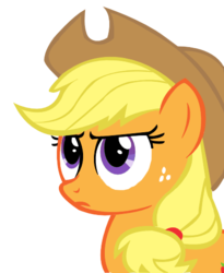 Size: 434x528 | Tagged: safe, applejack, earth pony, pony, g4, eyes, female, simple background, solo